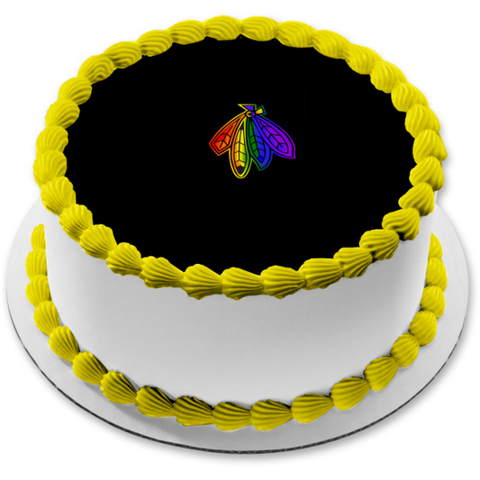 Imagen comestible para tarta con logotipo de plumas de los Chicago Blackhawks de la NHL ABPID06088 