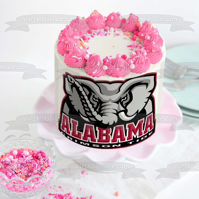 University of Alabama Crimson Tide Logo College Sports Elephant Edible Cake Topper Image ABPID06089