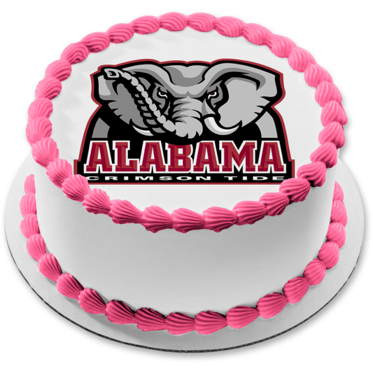 Imagen comestible para tarta con diseño de elefante de la Universidad de Alabama Crimson Tide ABPID06089 