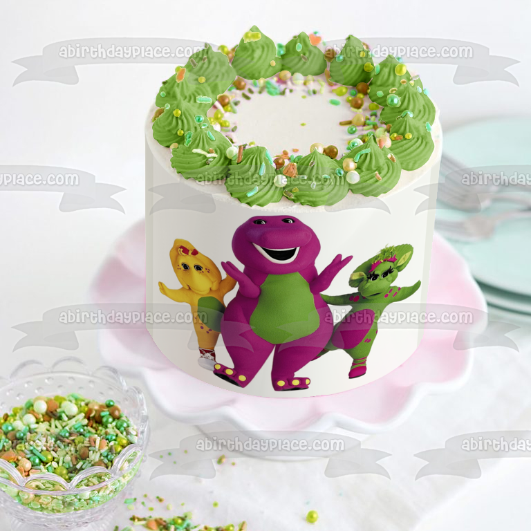 Barney Baby Bop and  Bj Edible Cake Topper Image ABPID05969