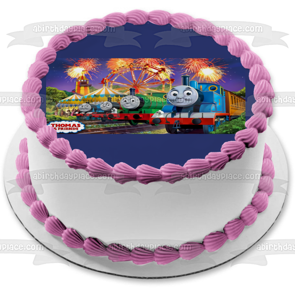 Imagen de decoración comestible para tarta de Thomas y sus amigos, Percy Gordon y James, ABPID06090 