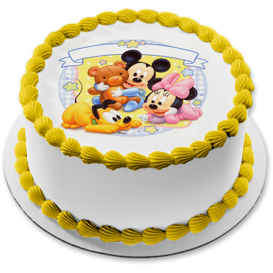 Baby Mickey Mouse Minnie Mouse and Goofy Edible Cake Topper Image ABPID06118