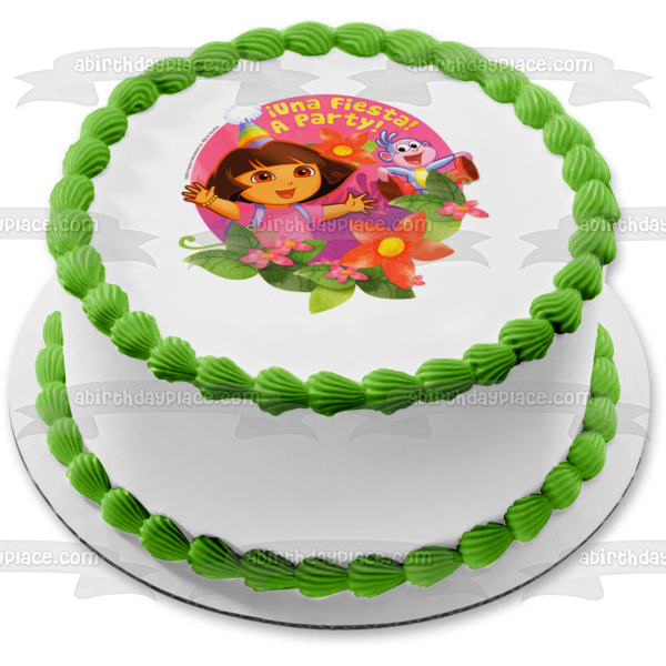 Dora la Exploradora Botas una fiesta de cumpleaños Sombreros y flores Imagen comestible para decoración de tarta ABPID06127 