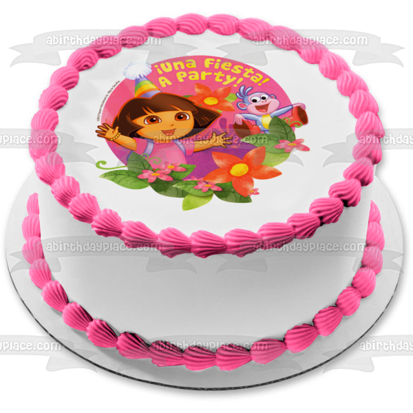 Dora la Exploradora Botas una fiesta de cumpleaños Sombreros y flores Imagen comestible para decoración de tarta ABPID06127 