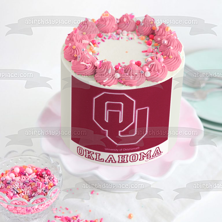 Imagen comestible para decoración de tarta con logotipo de la Universidad de Oklahoma ABPID05996 