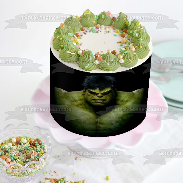 El Increíble Hulk Enojado con un Fondo Negro Imagen comestible para decoración de tarta ABPID05997 