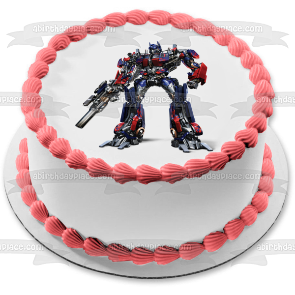 Transformers Optimus Prime and His Ion Blaster Edible Cake Topper Image ABPID06128