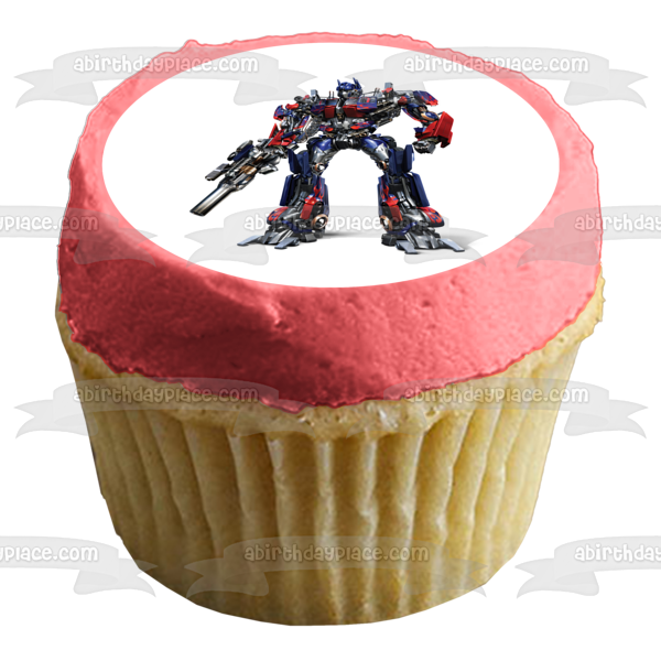 Transformers Optimus Prime and His Ion Blaster Edible Cake Topper Image ABPID06128