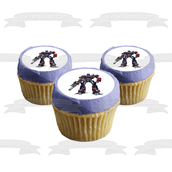 Transformers Optimus Prime and His Ion Blaster Edible Cake Topper Image ABPID06128