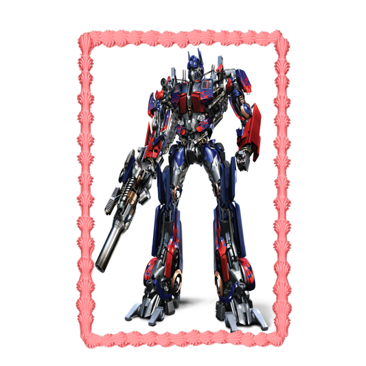 Imagen de decoración comestible para tarta de Transformers Optimus Prime y su Ion Blaster ABPID06128 