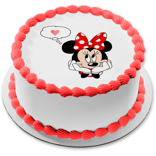 Minnie Mouse Pink Heart Edible Cake Topper Image ABPID06304