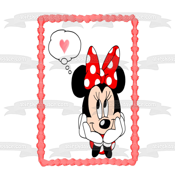 Minnie Mouse Pink Heart Edible Cake Topper Image ABPID06304