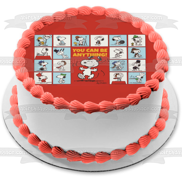 Snoopy You Can Be Anything Edible Cake Topper Image ABPID06159