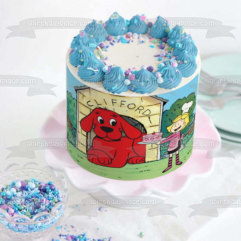 Clifford, el gran perro rojo, Emily con un pastel, decoración comestible para tarta, imagen ABPID06335 