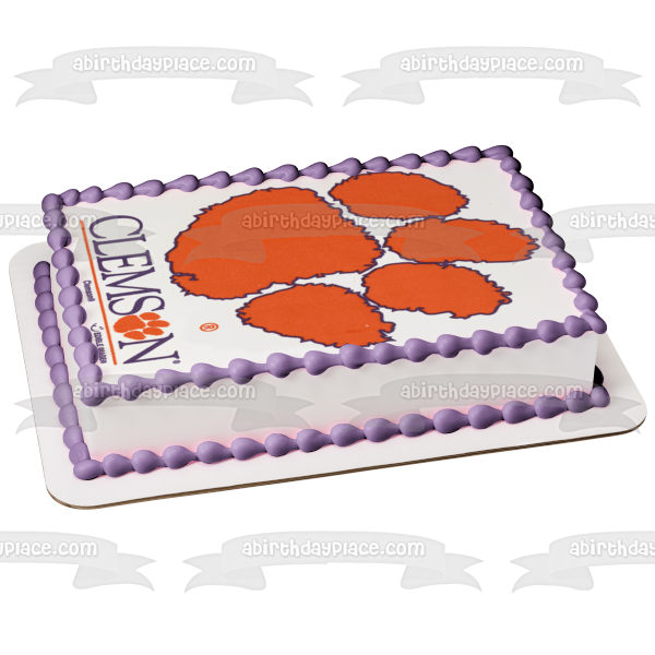 Clemson University Tiger Paw Logo Edible Cake Topper Image ABPID06337