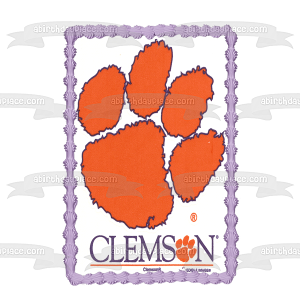 Clemson University Tiger Paw Logo Edible Cake Topper Image ABPID06337