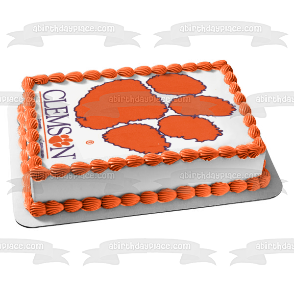 Clemson University Tiger Paw Logo Edible Cake Topper Image ABPID06337