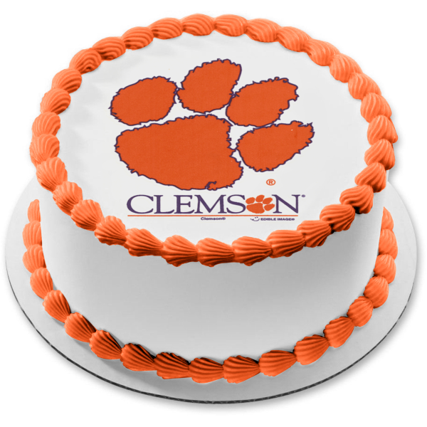 Clemson University Tiger Paw Logo Edible Cake Topper Image ABPID06337