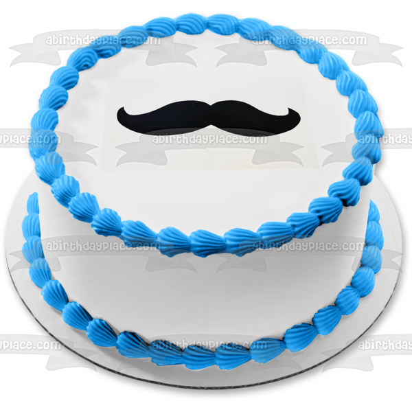 Black Mustache Edible Cake Topper Image ABPID06348