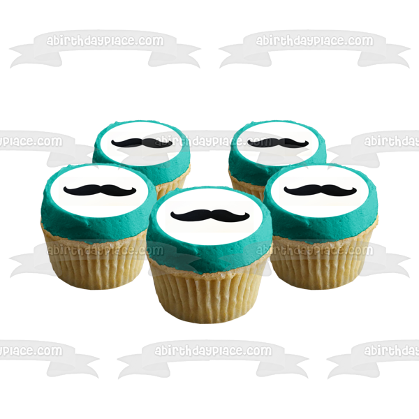 Black Mustache Edible Cake Topper Image ABPID06348