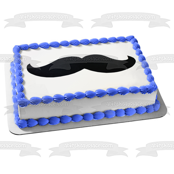 Black Mustache Edible Cake Topper Image ABPID06348