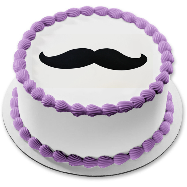 Black Mustache Edible Cake Topper Image ABPID06348