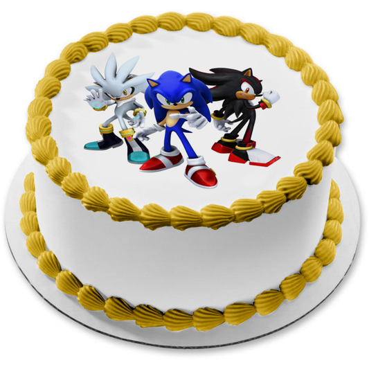 Sonic the Hedgehog 3 Silver the Hedgehog y Shadow the Hedgehog Imagen comestible para decoración de tarta ABPID06374 