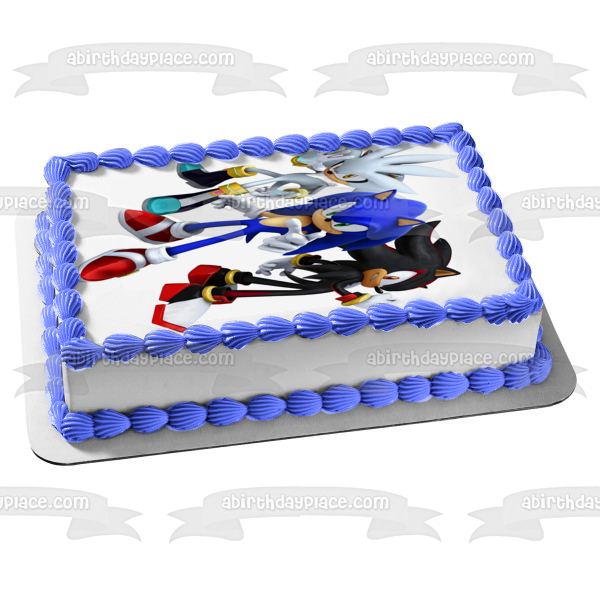 Sonic the Hedgehog 3 Silver the Hedgehog y Shadow the Hedgehog Imagen comestible para decoración de tarta ABPID06374 