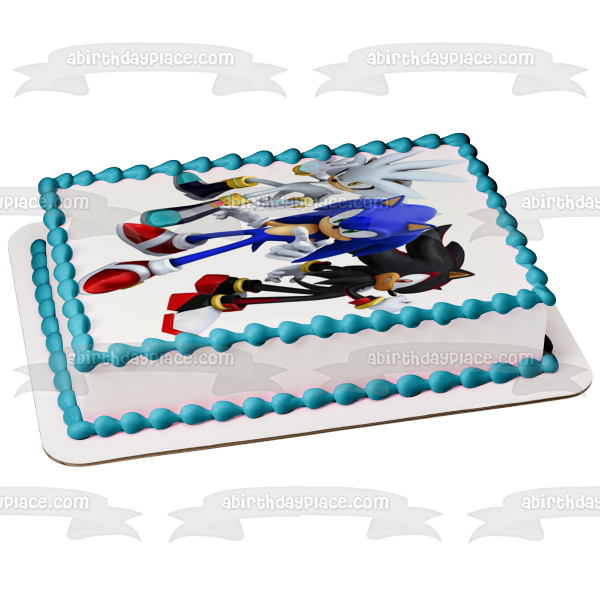 Sonic the Hedgehog 3 Silver the Hedgehog y Shadow the Hedgehog Imagen comestible para decoración de tarta ABPID06374 