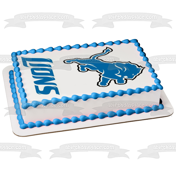 Imagen de decoración comestible para tarta de fútbol americano profesional con logotipo de los Detroit Lions de la NFL ABPID06392 