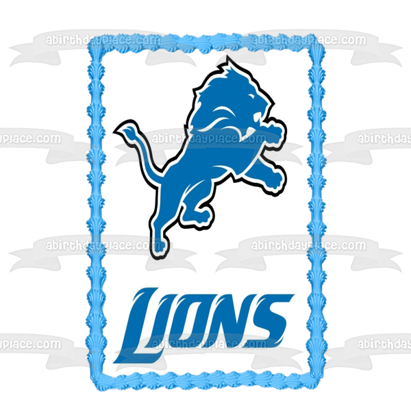 Imagen de decoración comestible para tarta de fútbol americano profesional con logotipo de los Detroit Lions de la NFL ABPID06392 