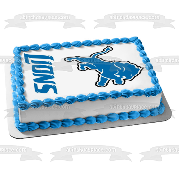 Imagen de decoración comestible para tarta de fútbol americano profesional con logotipo de los Detroit Lions de la NFL ABPID06392 