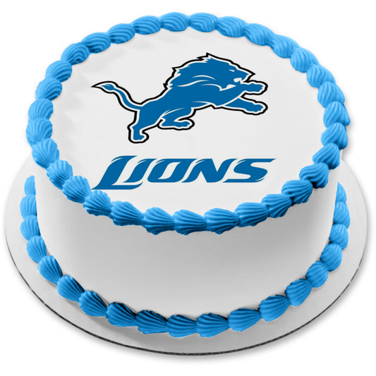 Imagen de decoración comestible para tarta de fútbol americano profesional con logotipo de los Detroit Lions de la NFL ABPID06392 