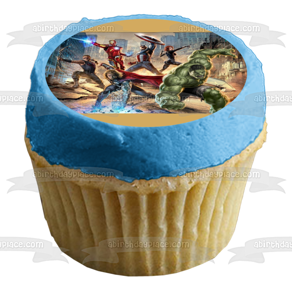 Avengers The Hulk Captain America Iron Man and Thor Edible Cake Topper Image ABPID06404