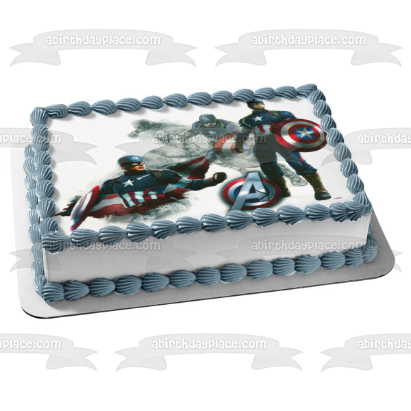 Avengers 2 Captain America Shield Edible Cake Topper Image ABPID06417