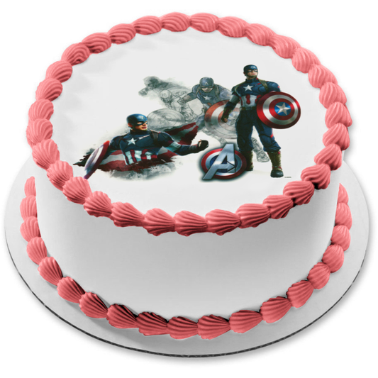 Avengers 2 Captain America Shield Edible Cake Topper Image ABPID06417