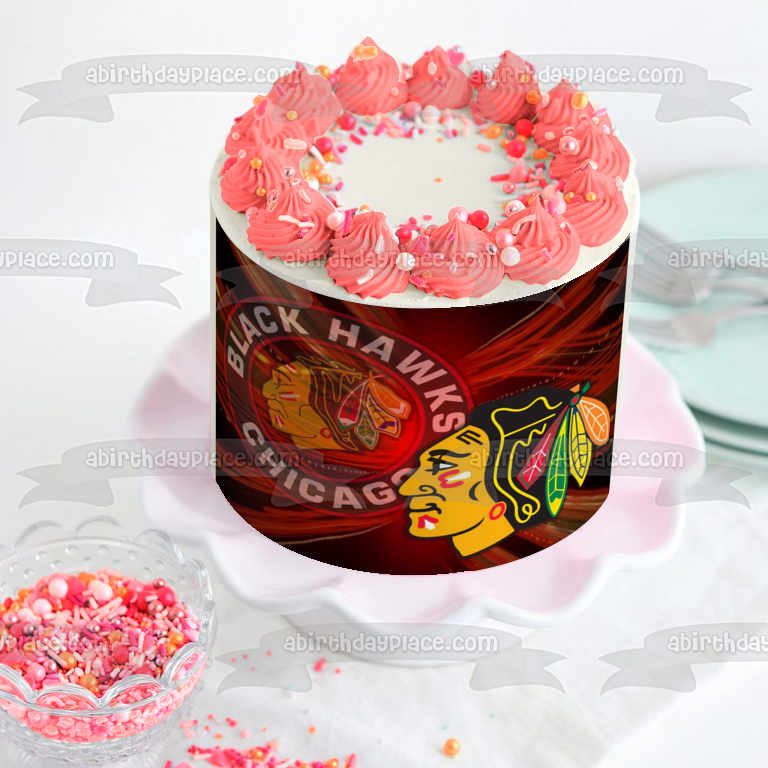 Chicago Blackhawks Logo NHL Professional Ice Hockey Edible Cake Topper Image ABPID06428