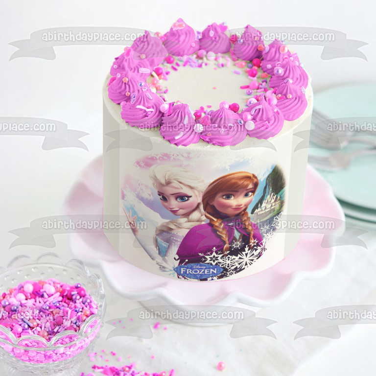 Frozen Anna Elsa Snowflakes and a Castle Edible Cake Topper Image ABPI – A  Birthday Place