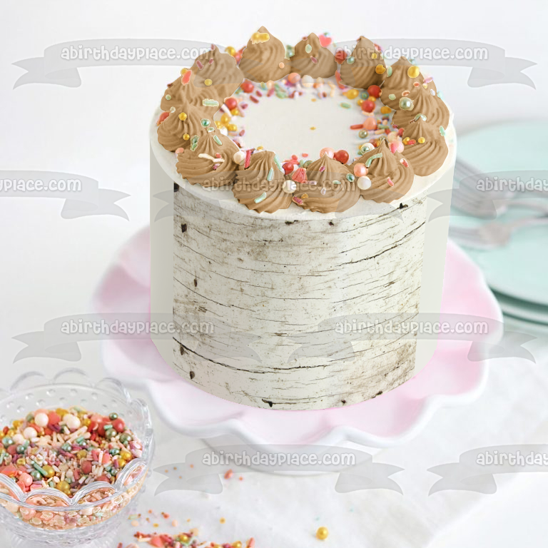 Birch Bark Tree Background Edible Cake Topper Image ABPID06273