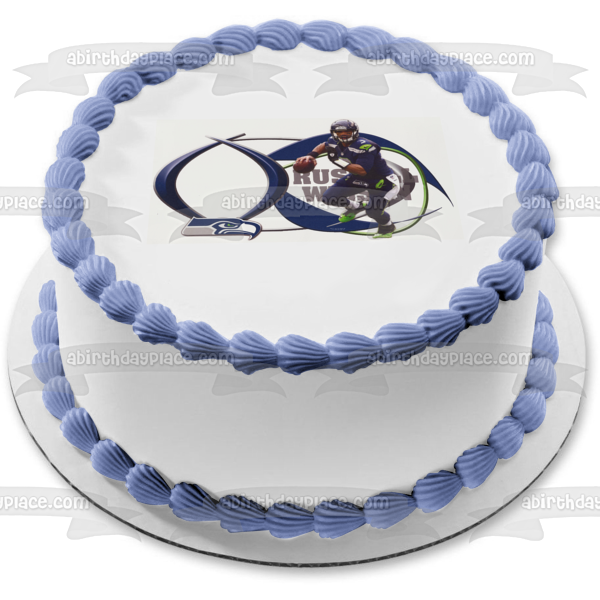 Seattle Seahawks Logo NFL Russel Wilson Edible Cake Topper Image ABPID06455