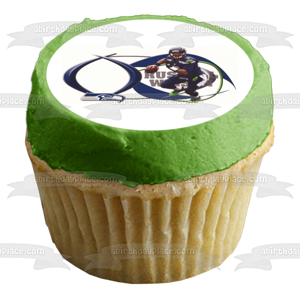 Seattle Seahawks Logo NFL Russel Wilson Edible Cake Topper Image ABPID06455