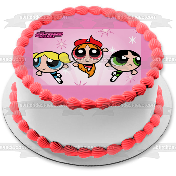 Adorno comestible para tarta con burbujas y flores de Ranúnculo de Las Chicas Superpoderosas Imagen ABPID06280 