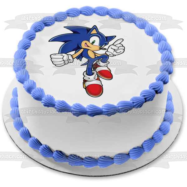 Sonic the Hedgehog con fondo blanco Imagen comestible para decoración de tarta ABPID06459 