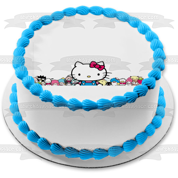 Decoración comestible para tarta de Hello Kitty y sus amigos, My Melody y Badtz-Maru, imagen ABPID06467 