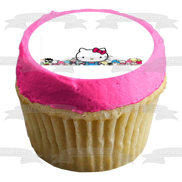 Decoración comestible para tarta de Hello Kitty y sus amigos, My Melody y Badtz-Maru, imagen ABPID06467 