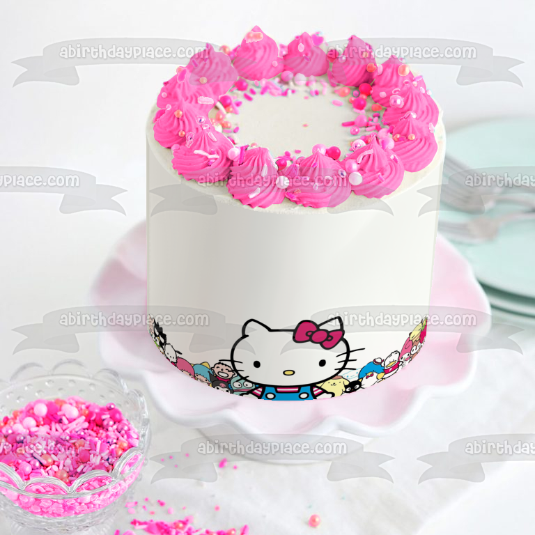 Decoración comestible para tarta de Hello Kitty y sus amigos, My Melody y Badtz-Maru, imagen ABPID06467 