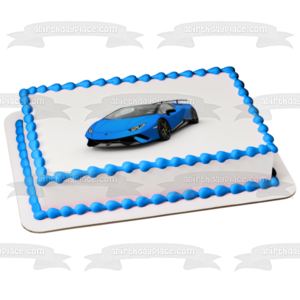 Lamborghini azul con fondo blanco Imagen comestible para decoración de tarta ABPID06468 