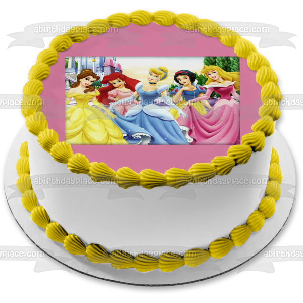 Belle Ariel Cinderella Snow White Aurora Edible Cake Topper Image ABPID06478