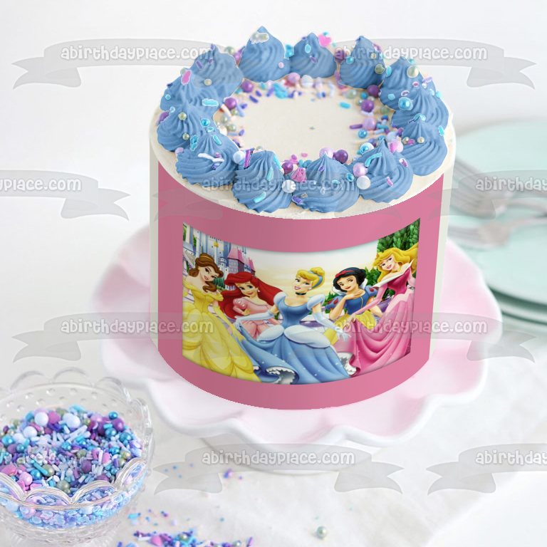 Belle Ariel Cinderella Snow White Aurora Edible Cake Topper Image ABPID06478