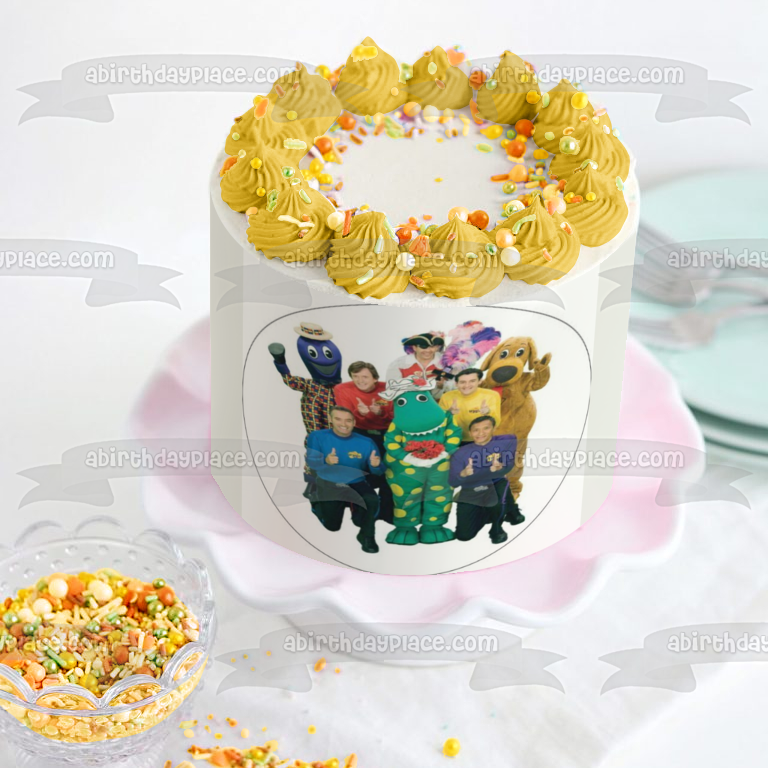 The Wiggles Greg Anthony Murray Jeff Dorothy the Dinosaur and Captain Featherswood Edible Cake Topper Image ABPID06482